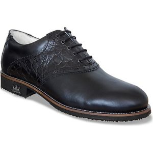 Lambda-FERRARA BLACK TEACHER-Classic Hand Made in Europe Waterproof Golf Shoe image 1