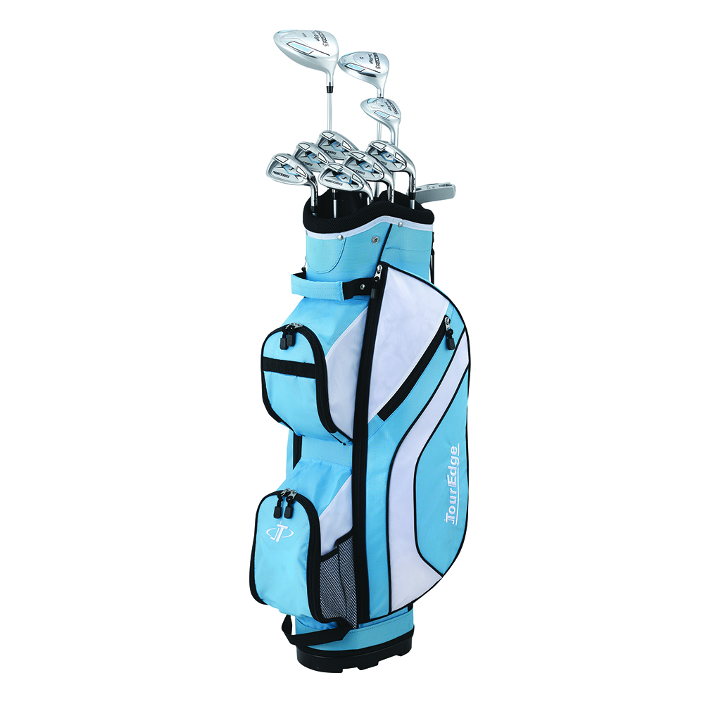 NEW Lady Tour Edge Reaction 3 Complete Golf Set w/ Driver, Wood, Irons, Bag Blue image 1