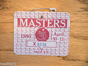 1986 MASTERS GOLF AUGUSTA NATIONAL BADGE TICKET JACK NICKLAUS 6th WIN VERY RARE image 1