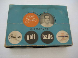VINTAGE c.1962 BOB GOALBY SIGNATURE "HV" DOUBLE # SPALDING 1 DOZEN GOLF BALL SET image 1
