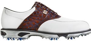 FootJoy Dry Joy Tour Laser Plus Last Shoe White/Brown Gator image 1
