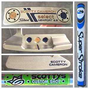 CUSTOM SHOP Gold & Blue Titleist Scotty Cameron 35 Inch Newport 2.5 Putter image 1
