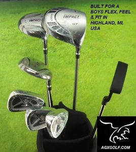 AGXGOLF BOYS TWEEN TOUR IMPACT GOLF SET wDRIVER-5 WOOD-HYBRID-IRONS-BAG-PUTTER image 1