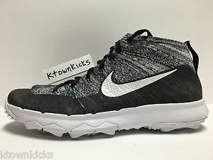 Nike Flyknit Chukka Golf Shoes Black White 819009 001 Men's Size 10.5 No Box Lid image 1