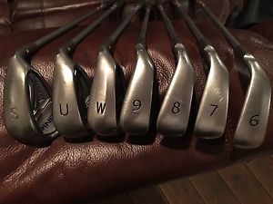 Used Ping Karsten Iron Set - 6-PW, UW, SW - Reg. Flex Graphite KS401 Yellow Dot image 1