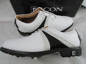 Footjoy Myjoys Icon Pyramid Laced Golf Shoes BOA White Black Grey Lizard 9 W image 1