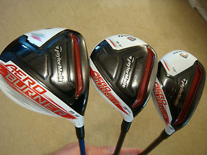 Taylor Made AERO BURNER TP wood set 9.5* Driver, 16.5* Fwy, 19*h STIFF no covers image 1