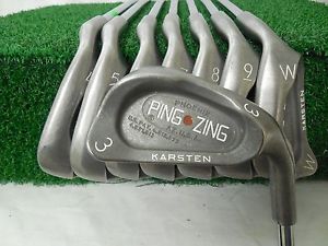 Used Rh Ping Zing Orange Dot 3-PW Iron Set Ping KT-M Regular Flex Steel image 1