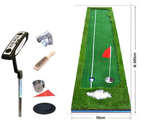 G107 Putting Mat with Ball Return Green Outdoor Indoor Training Aid Putter Set image 1
