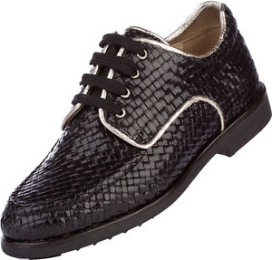AEROGREEN leather hand woven Golf Shoes ISEO Size 11 Black image 1