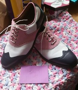 Footjoy FJ Icon Wingtip Pink Saddle Golf Cleats Size 12.5W image 1