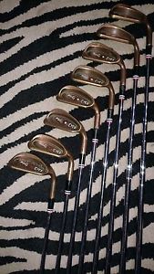 PING EYE 2 COPPER BERYLLIUM-8 CLUB SET- 4-9,PW,SW-USED-R/H-STIFF-NEW GRIPS! image 1