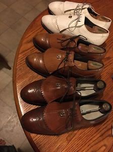 Vtg FootJoy Lot Saddle Oxford Golf Classic Wingtip Kiltie Shoes Pebble 3Pr White image 1