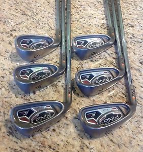 PING K15 LEFT HAND LH IRON SET 6,7,8,9,PW,SW ORANGE DOT AWT STEEL REGULAR FLEX image 1