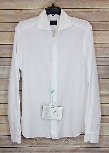 NEW Eidos ISAIA Napoli SLIM fit dress shirt 17.5 44 $295 Marcus Solid White E#20 image 1