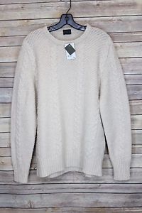 NEW Eidos ISAIA Napoli Crewneck Cable Sweater Small $295 Beige WOOL E#73 image 1