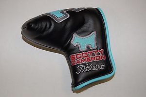ALL NEW BLACK "TIFFANY BLUE" CIRCLE T DOG CAMERON HEADCOVER..Mid Mallet Titleist image 1
