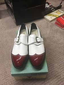 Vintage Near Mint NOS FootJoy Classics 9B Red/Black/White Patent Leather Shoes image 1