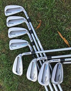 Used RH Ping i E1 4-PW+UW Iron Set,KBS C-Taper Lite S Flex Golf Clubs, Blue Dot image 1