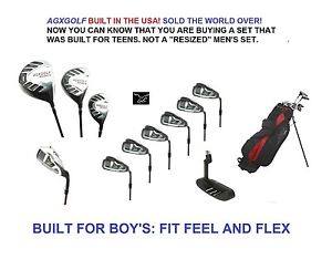 AGXGOLF BOYS TWEEN MAGNUM GOLF CLUB SET STAND BAG+DRIVER+3WD+HYBRID+IRONS+PUTTER image 1