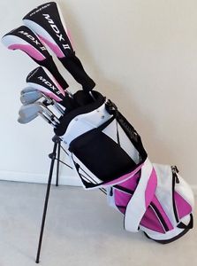 Ladies Left Hand Complete Golf Set Driver Wood Hybrid Irons Putter Bag Pink image 1