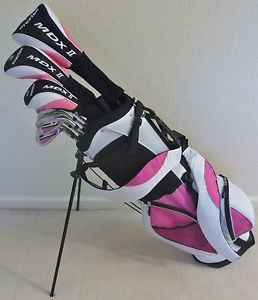 NEW Womens Complete Golf Set Driver Wood Hybrid Irons Putter Bag Pink Ladies image 1