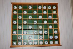 Wood Golf Ball Display Cabinet With 45 Logo Balls Many Retired image 1