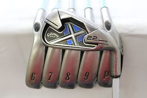 Used RH Callaway X-22 5-PW Iron Set Callaway Uniflex Steel Shafts RH +1/2" image 1