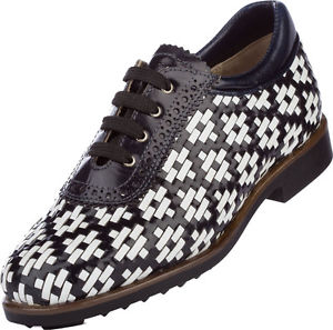 AEROGREEN leather hand woven Golf Shoes ERBA Size 10 Black/White image 1