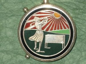 ART DECO ANTIQUE STERLING SILVER & ENAMEL POCKET WATCH GOLF WOMAN GOLFER image 1