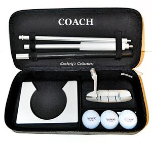 COACH Tattersal Executive GOLF PUTTER &amp; ACCESSORY Indoor Travel Practice Set NWT image 1