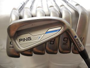 Used Ping I E1 Blue Dot 4-PW Iron Set Ping CFS 80 Stiff Flex Graphite Shafts RH image 1