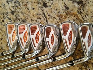 Cobra AMP Cell Iron Set 5-PW RH Golf Clubs, rare orange inserts, stiff flex.nice image 1