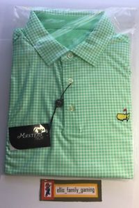 2017 Masters Tech Green White Checkered Golf Polo Shirt Large L  NEW image 1