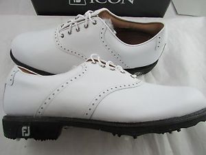 Footjoy Myjoys Icon Traditional Golf Shoes 52010 All White Solid Custom 10.5 Med image 1