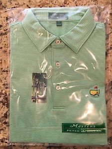 2017 Masters Peter Millar Men's Golf Shirt Summer Comfort Size L Sergio Garcia image 1