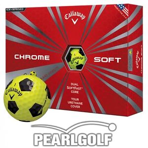 84 NEUE CALLAWAY CHROME SOFT TRUVIS GELB/SCHWARZ 2017 - GOLFBÄLLE - 7 DUTZEND image 1