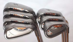 Ping G10 5-SW iron set with Ping AWT regular flex steel shafts - black dot image 1