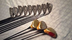 Ping Zing Blonde 1,3,5 Woods W/Headcovers, 2 - PW Ping Eye 2 Black Dot. Full Set image 1