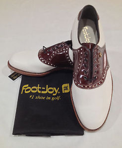 Footjoy - Classic Golf Shoes - 8 D  - NEW - White w/Brown Patent Leather Saddle image 1
