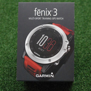 Garmin Fenix 3 Multi-Sport Training GPS Watch - Silver with Red Band - NEW image 1
